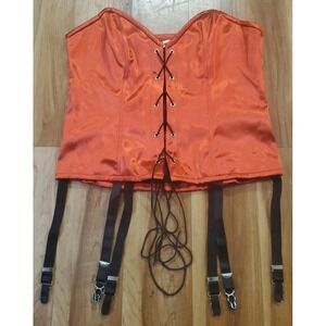 Red Satin Lace Up Corset Top‎ Plus Size 16/18 Sexy Red and Black Corset Gartered